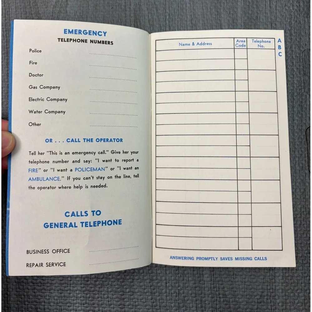 NEW General Telephone Personal Directory 1964 Blue Vintage MCM Atomic Starburst